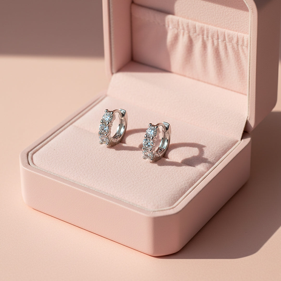 Round Hoop Earrings | White Gold | Luxe3675 - Luxe Earrings | Singapore Jewellery, Wedding Rings &amp; Gifts | Same Day Delivery | Tiara.com.sg