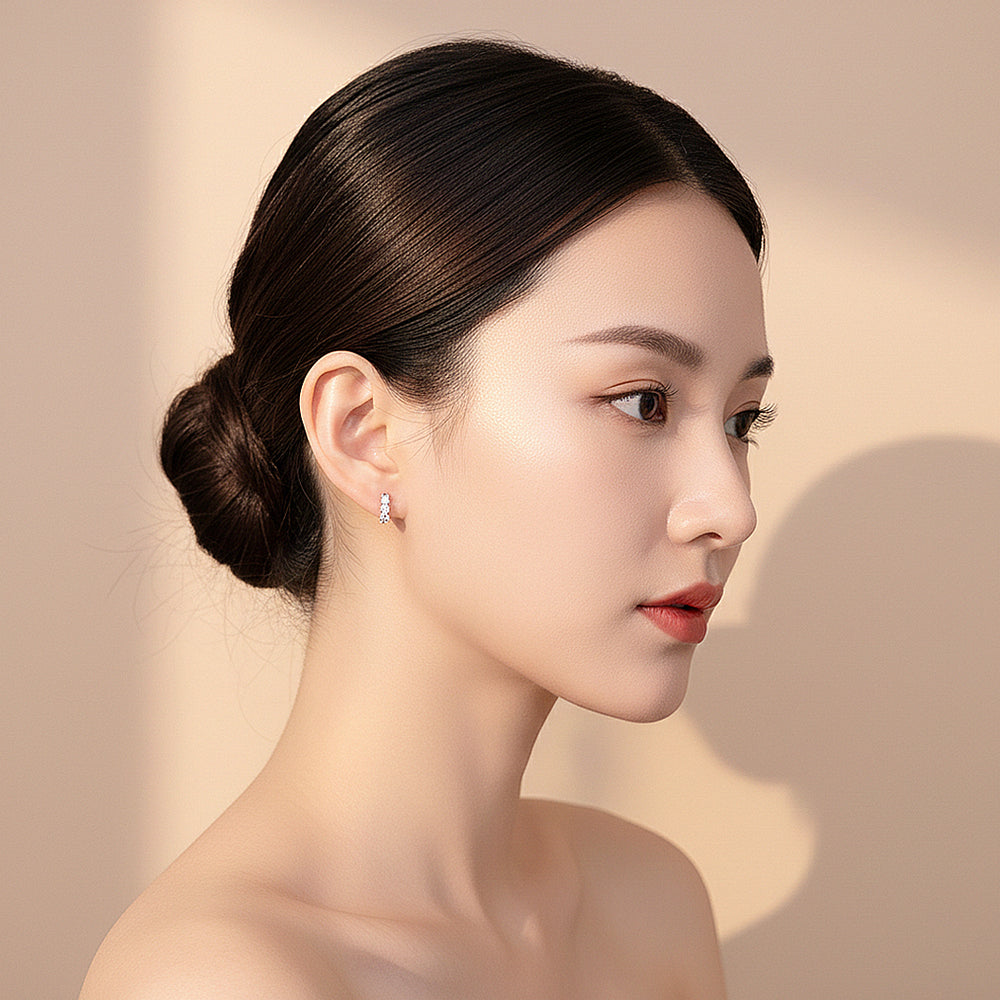 Round Hoop Earrings | White Gold | Luxe3675 - Luxe Earrings | Singapore Jewellery, Wedding Rings & Gifts | Same Day Delivery | Tiara.com.sg