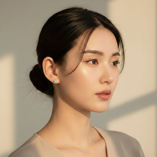 Square Cut Stud Earrings | White Gold | Luxe3676 - Luxe Earrings | Singapore Jewellery, Wedding Rings &amp; Gifts | Same Day Delivery | Tiara.com.sg
