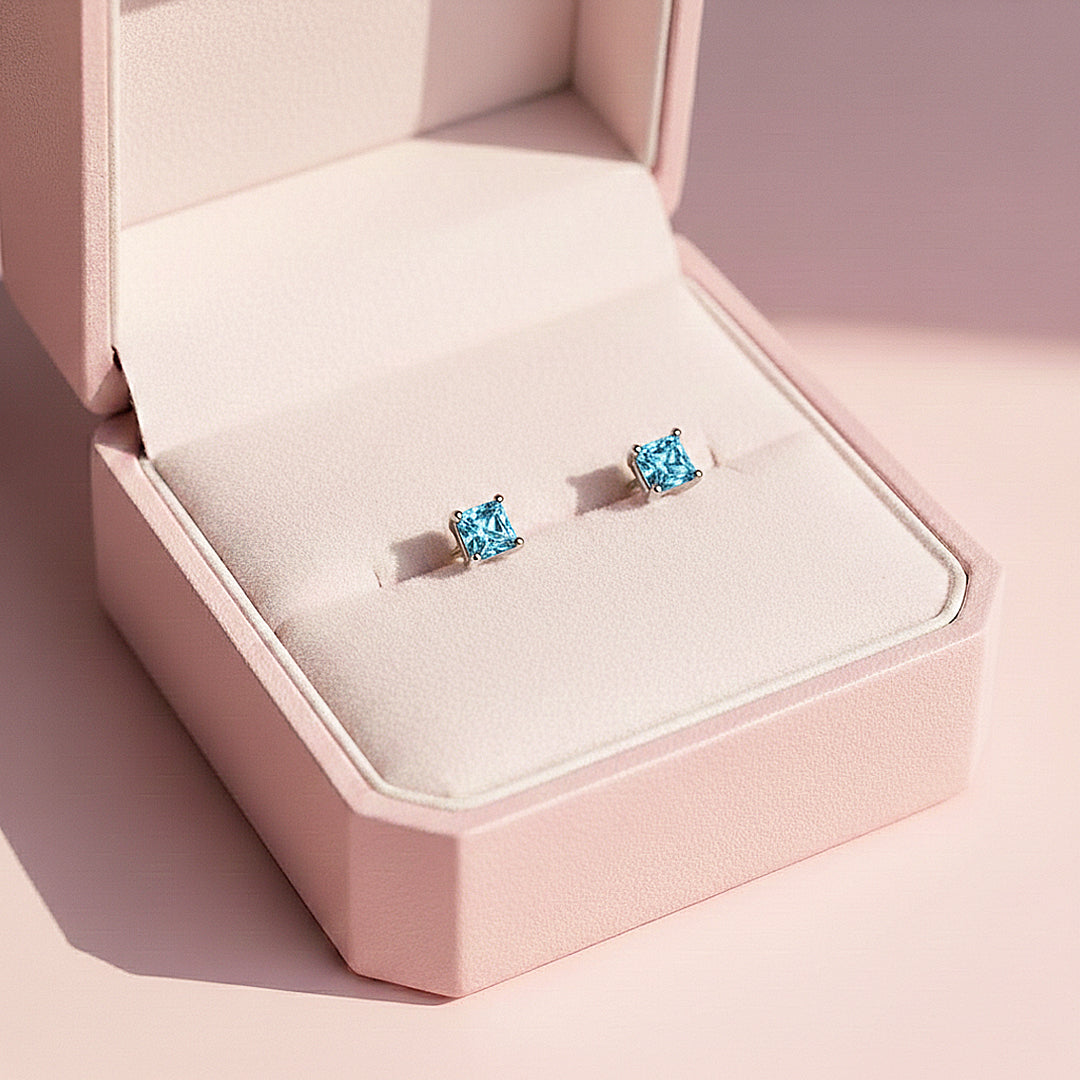 Square Cut Stud Earrings | White Gold | Luxe3676 - Luxe Earrings | Singapore Jewellery, Wedding Rings &amp; Gifts | Same Day Delivery | Tiara.com.sg