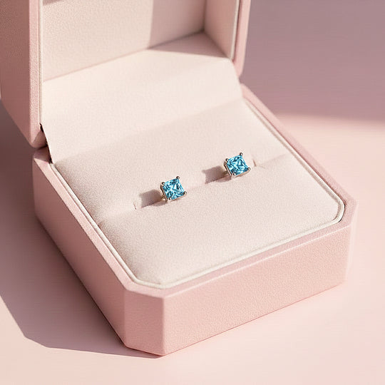 Square Cut Stud Earrings | White Gold | Luxe3676 - Luxe Earrings | Singapore Jewellery, Wedding Rings &amp; Gifts | Same Day Delivery | Tiara.com.sg