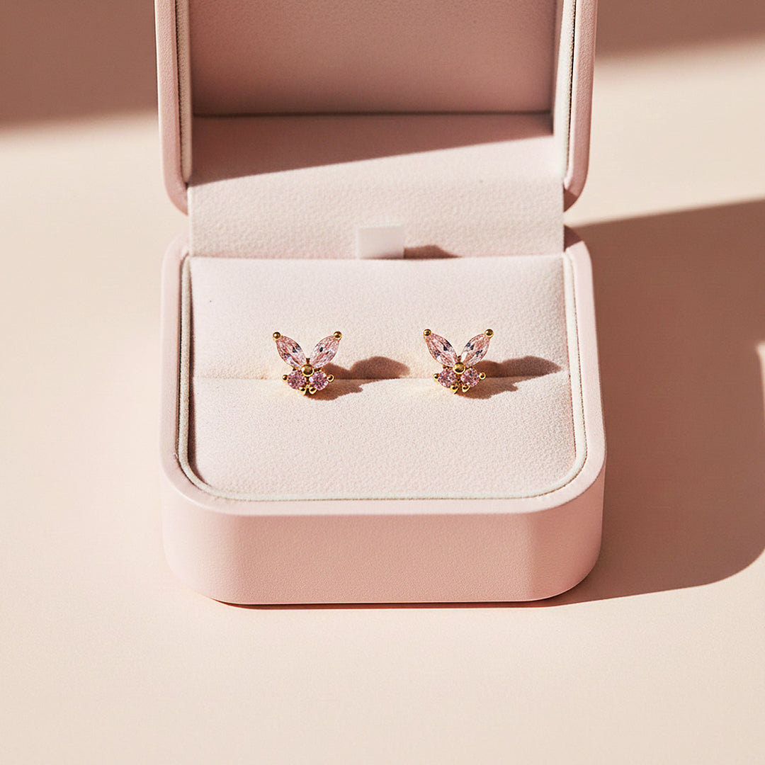 Butterfly Stud Earrings | White Gold | Luxe3677 - Luxe Earrings | Singapore Jewellery, Wedding Rings &amp; Gifts | Same Day Delivery | Tiara.com.sg
