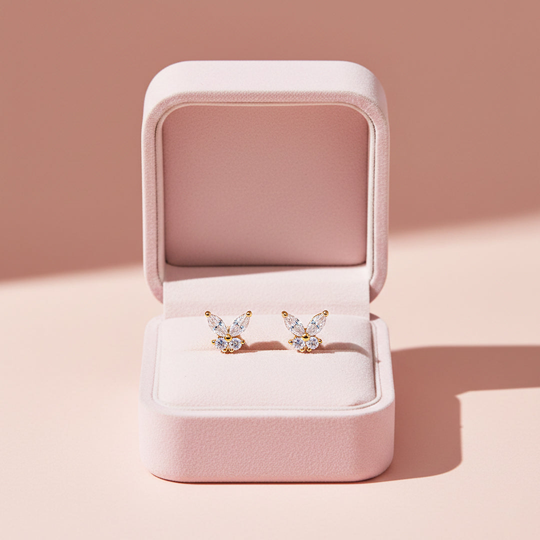 Butterfly Stud Earrings | White Gold | Luxe3677 - Luxe Earrings | Singapore Jewellery, Wedding Rings & Gifts | Same Day Delivery | Tiara.com.sg