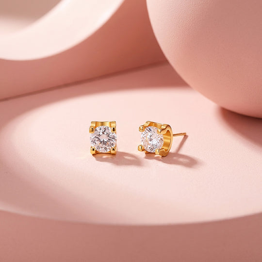Round Solitaire Stud Earrings | Luxe3685