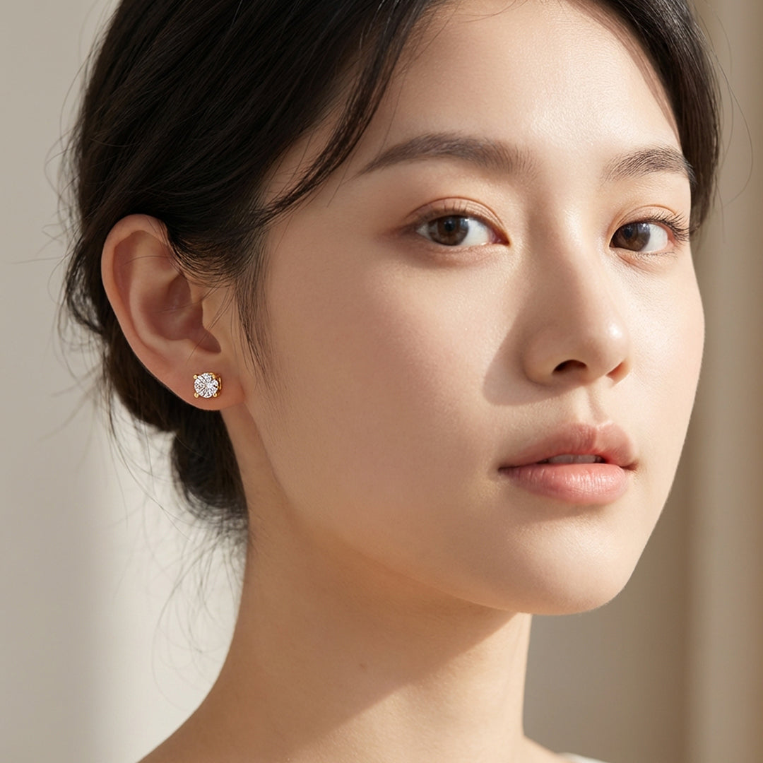 Round Solitaire Stud Earrings | Luxe3685