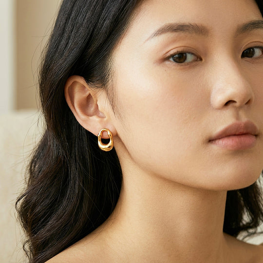 Organic Open Oval Stud Earrings | Luxe3686