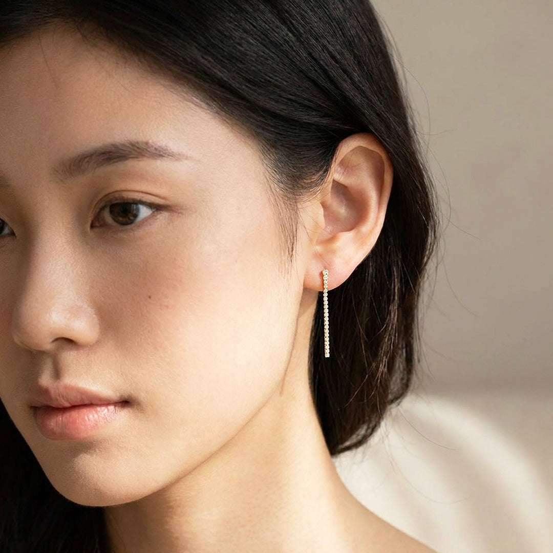 Pavé Linear Drop Earrings | Luxe3691