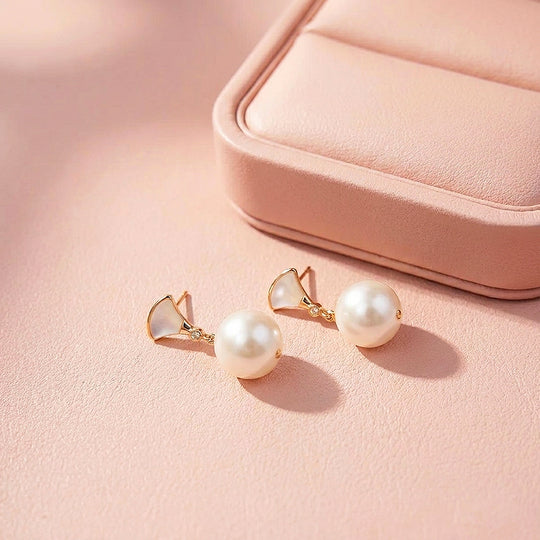 Fan &amp; Pearl Drop Earrings | Luxe3696