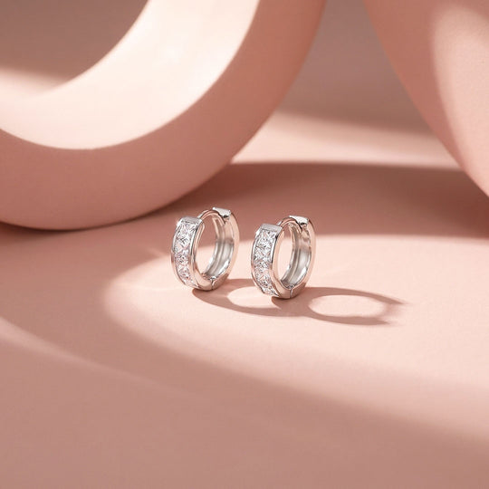 Princess-Cut Channel-Set Huggie Earrings | Luxe3702