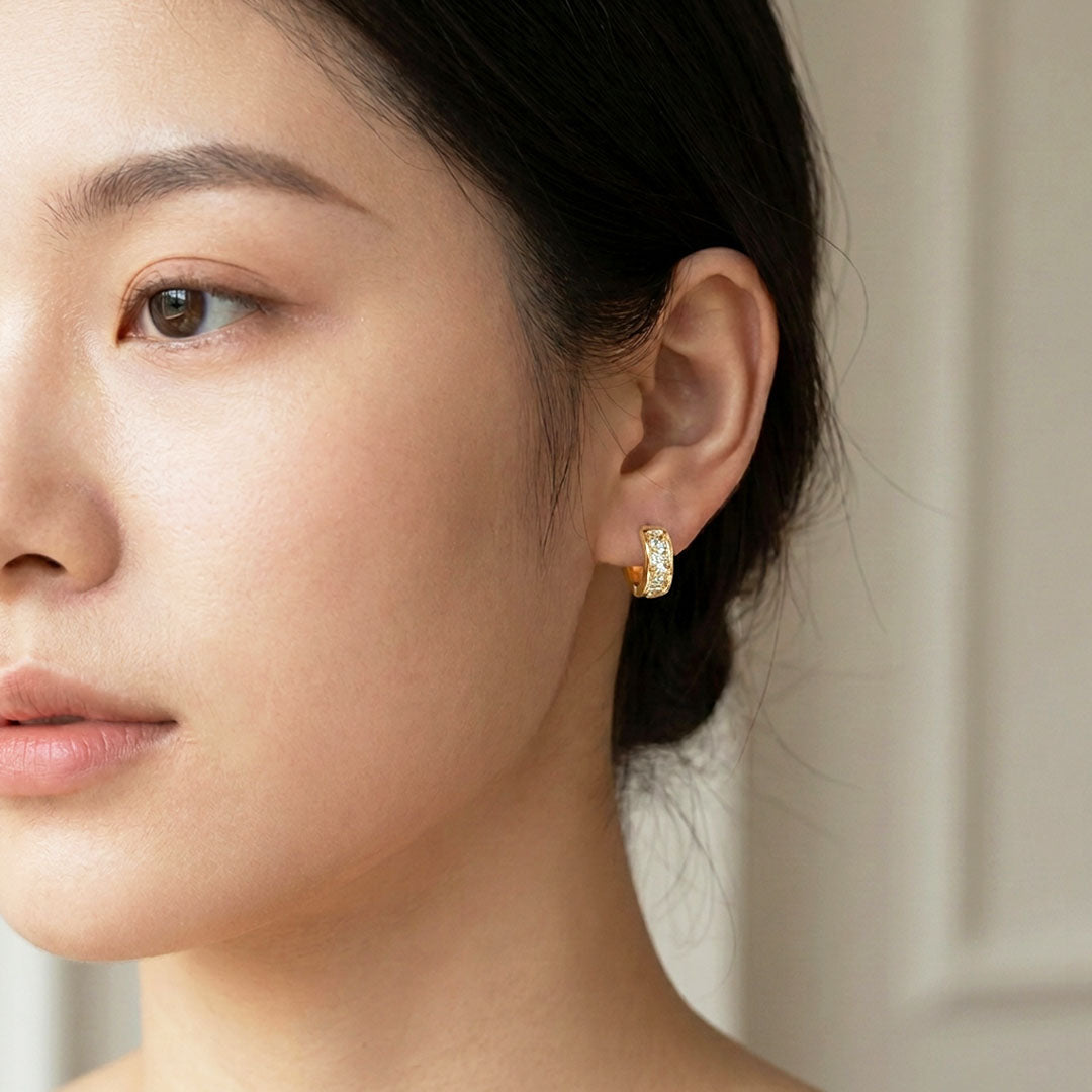 Princess-Cut Channel-Set Huggie Earrings | Luxe3702