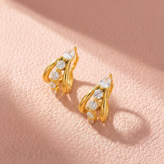 Triple Arch Diamond Simulant Huggie Earrings | Luxe3713
