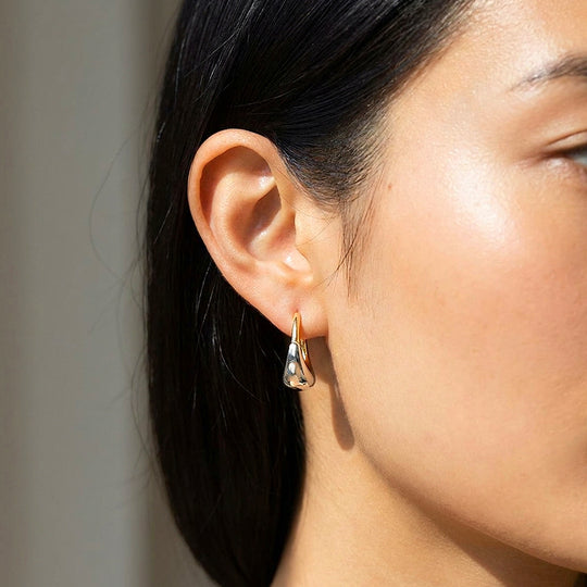 Two-Tone Dome Huggie Earrings | Luxe3714