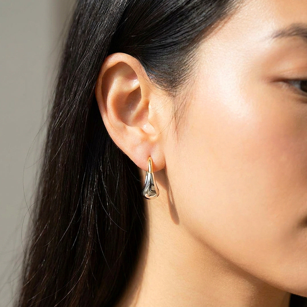 Two-Tone Dome Huggie Earrings | Luxe3714