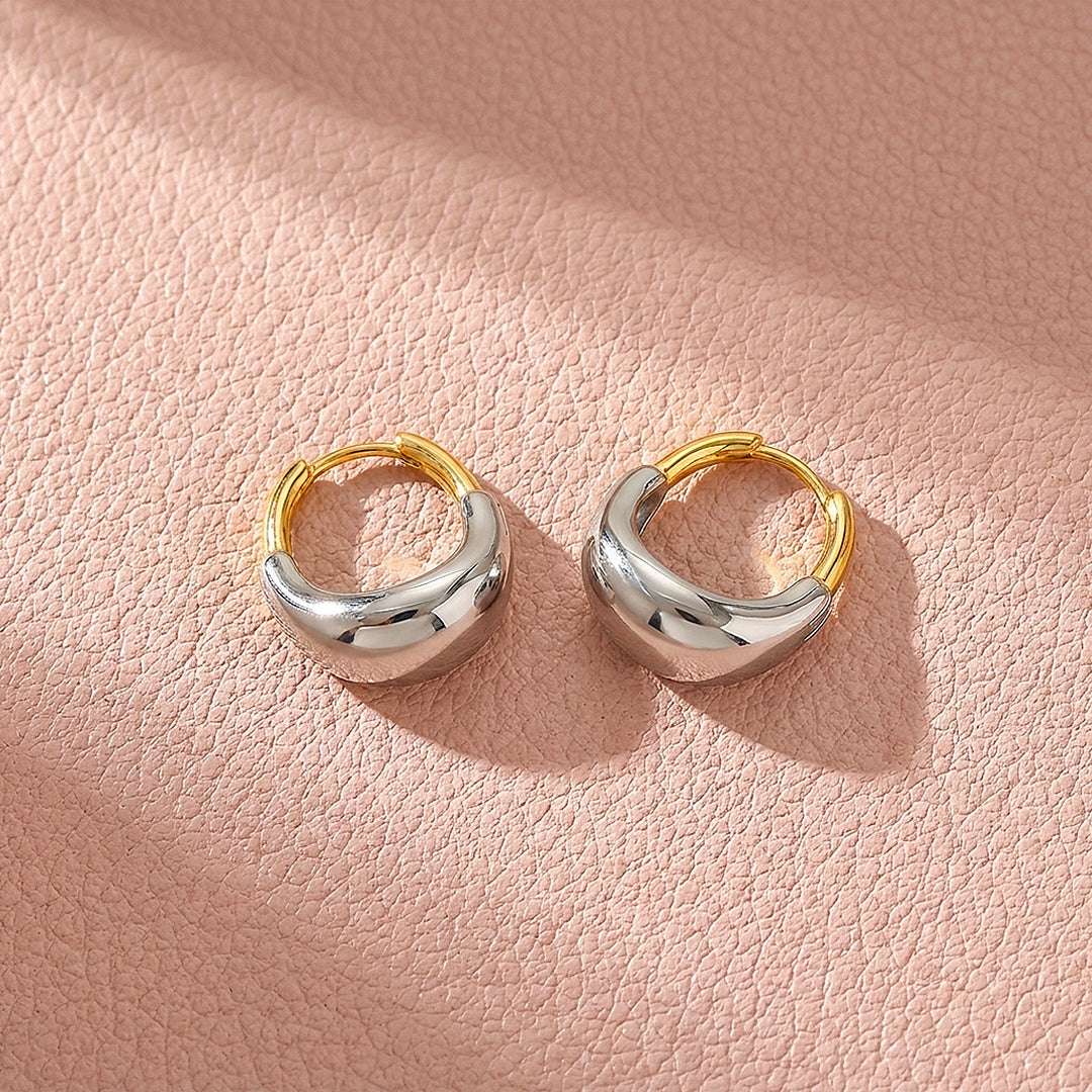 Two-Tone Dome Huggie Earrings | Luxe3714