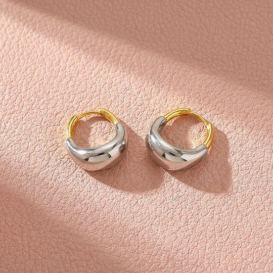 Two-Tone Dome Huggie Earrings | Luxe3714