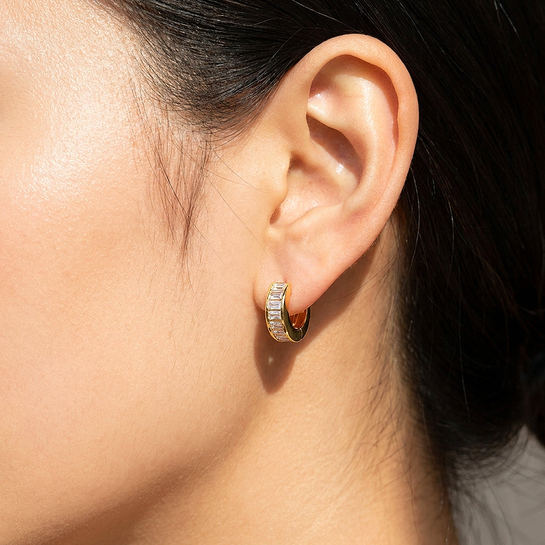 Baguette Channel-Set Huggie Earrings | Luxe3719