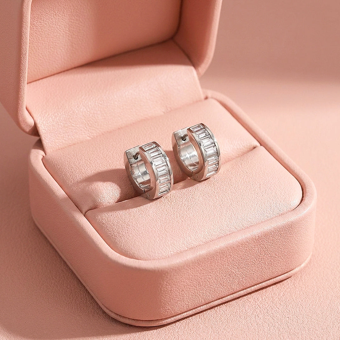 Baguette Channel-Set Huggie Earrings | Luxe3719