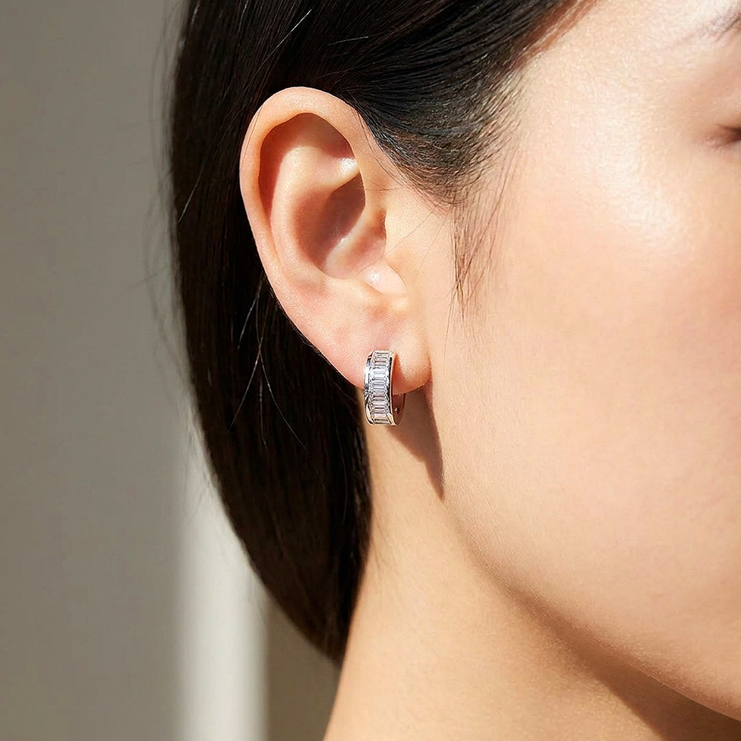 Baguette Channel-Set Huggie Earrings | Luxe3719