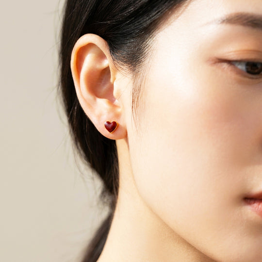 Crimson Heart Stud Earrings | Luxe3722