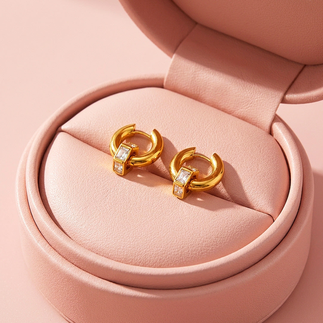 Huggie Hoop with Baguette Drop Earrings | Luxe3727