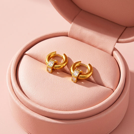Huggie Hoop with Baguette Drop Earrings | Luxe3727