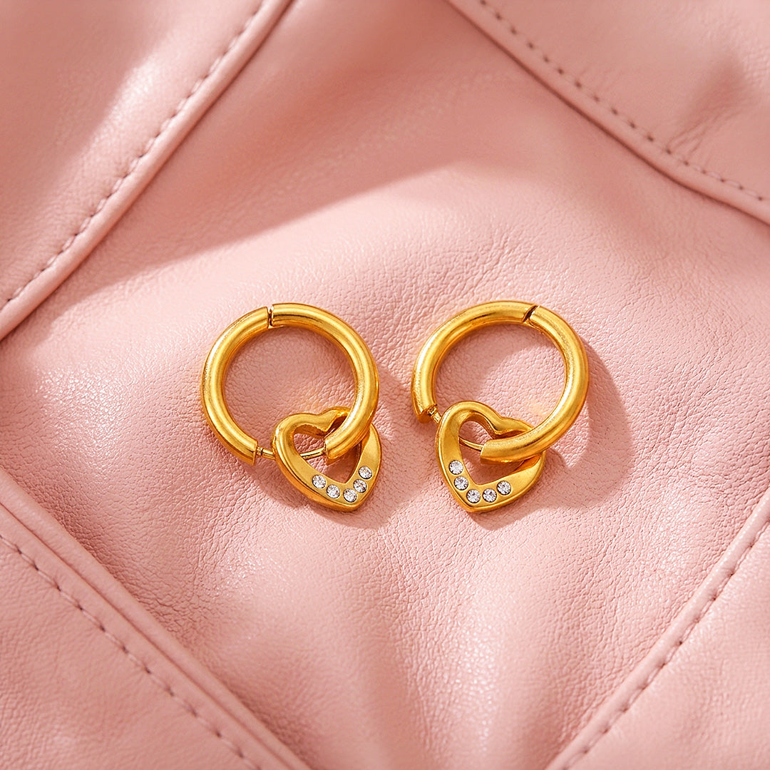 Heart Drop Huggie Earrings | Luxe3728