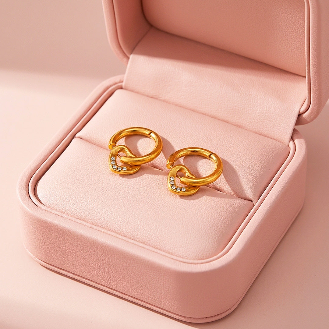 Heart Drop Huggie Earrings | Luxe3728