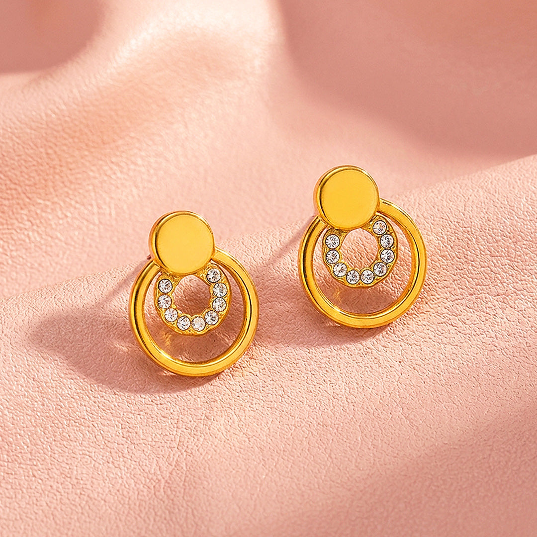 Double Circle Drop Stud Earrings | Luxe3730