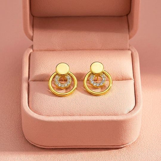 Double Circle Drop Stud Earrings | Luxe3730