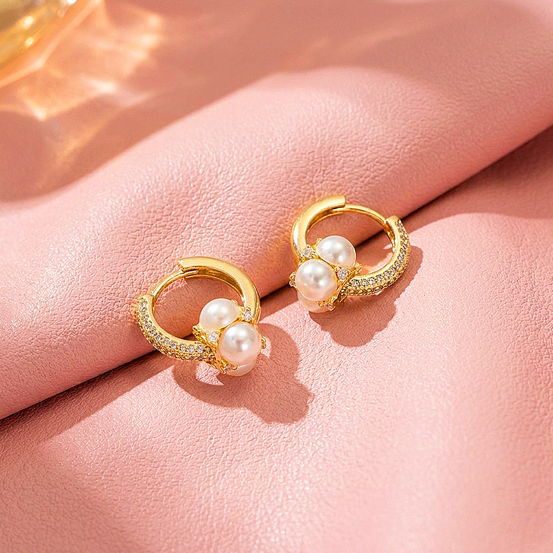 Pavé Hoop with Pearl-Style Cluster Earrings | Luxe3738