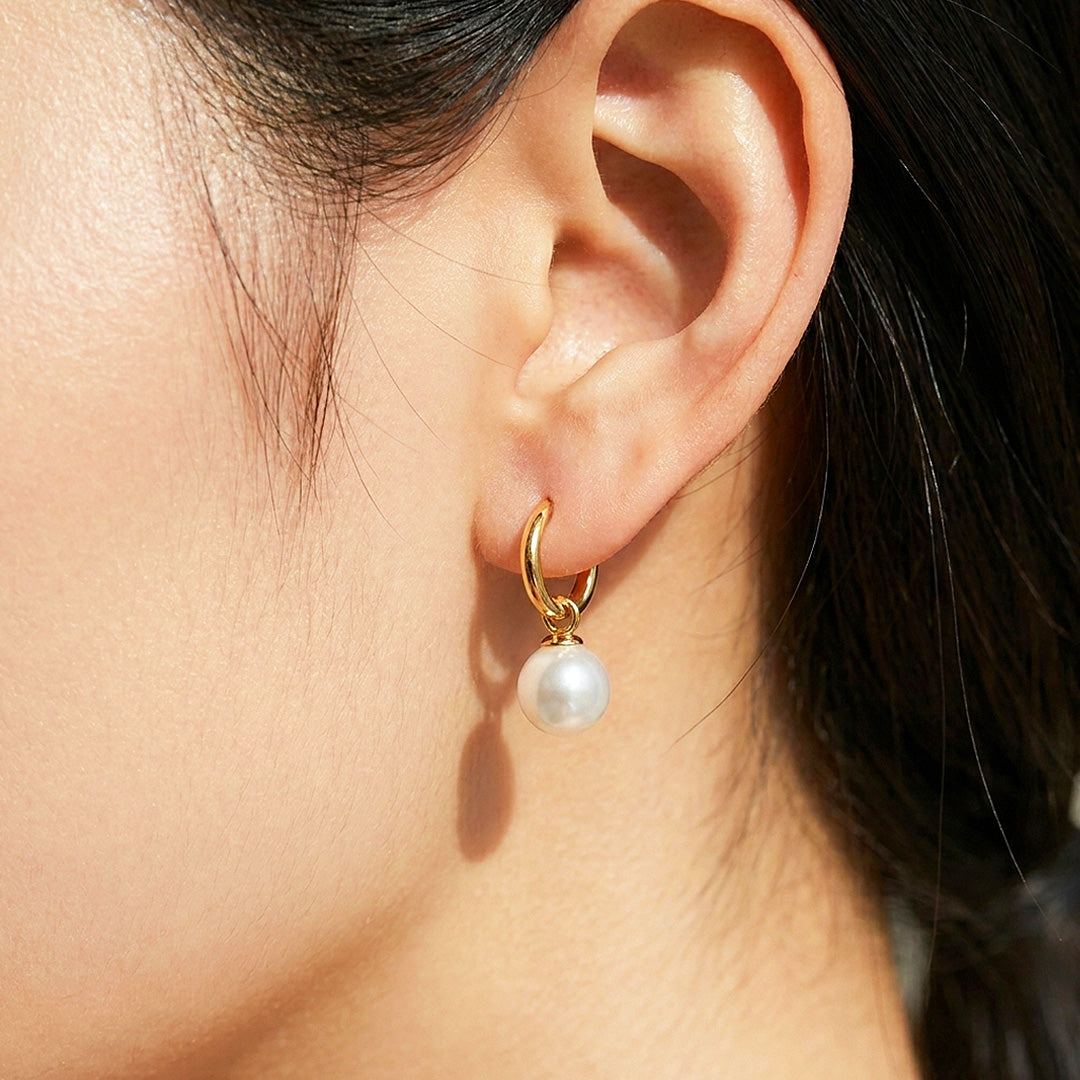Huggie Hoop &amp; Pearl-Style Drop Earrings | Luxe3740