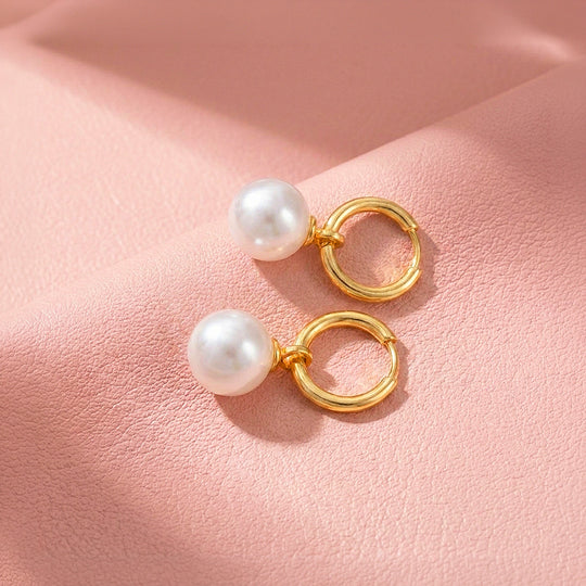 Huggie Hoop &amp; Pearl-Style Drop Earrings | Luxe3740