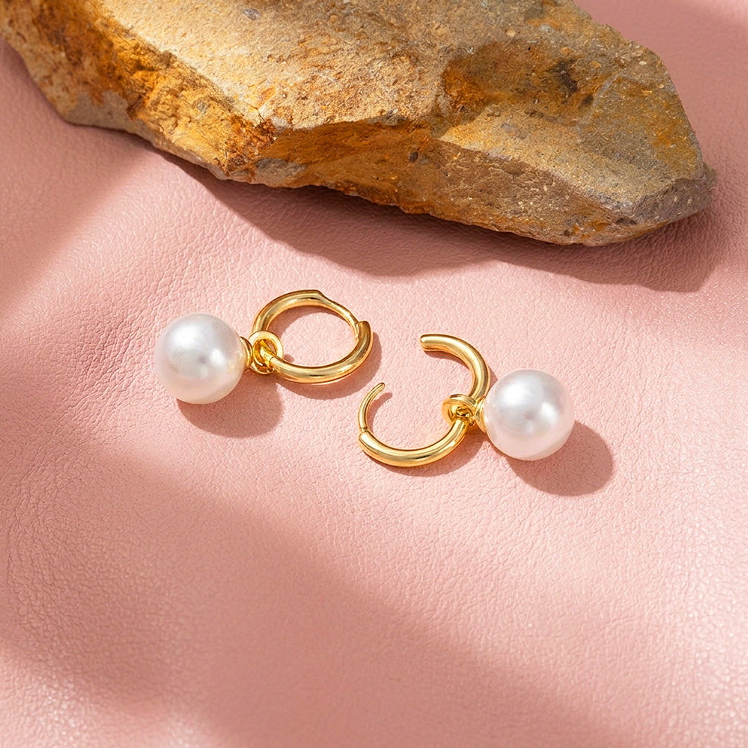 Huggie Hoop &amp; Pearl-Style Drop Earrings | Luxe3740