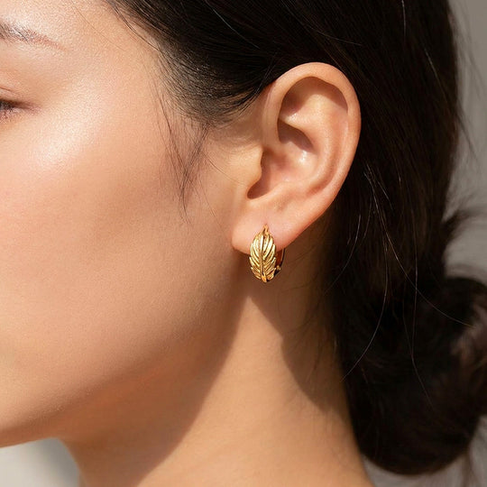 Feather Huggie Hoop Earrings | Luxe3746