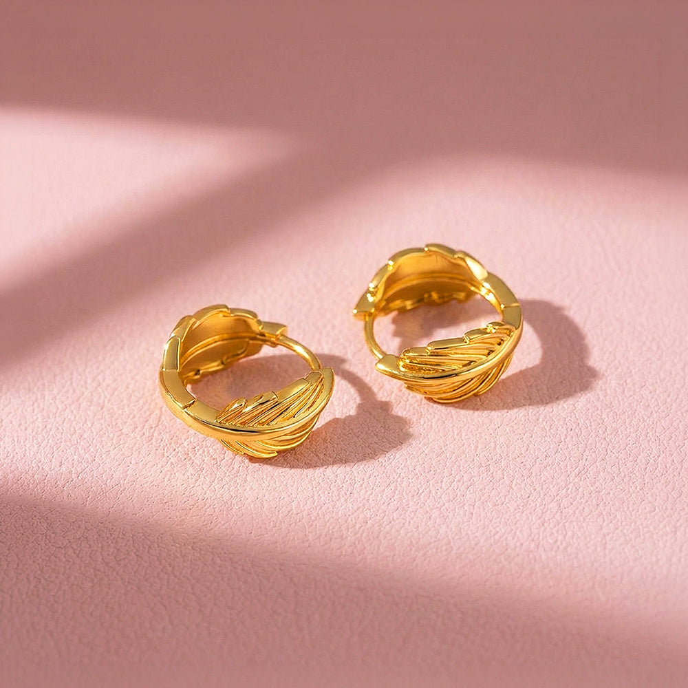 Feather Huggie Hoop Earrings | Luxe3746