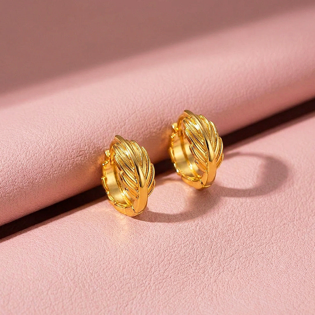 Feather Huggie Hoop Earrings | Luxe3746
