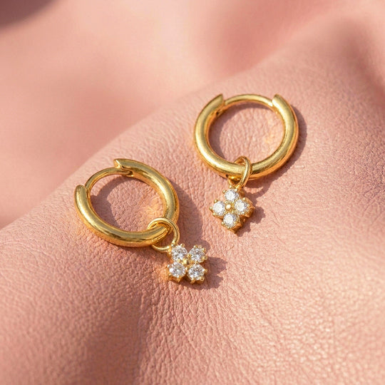 Hoop &amp; Flower Charm Drop Earrings | Luxe3749