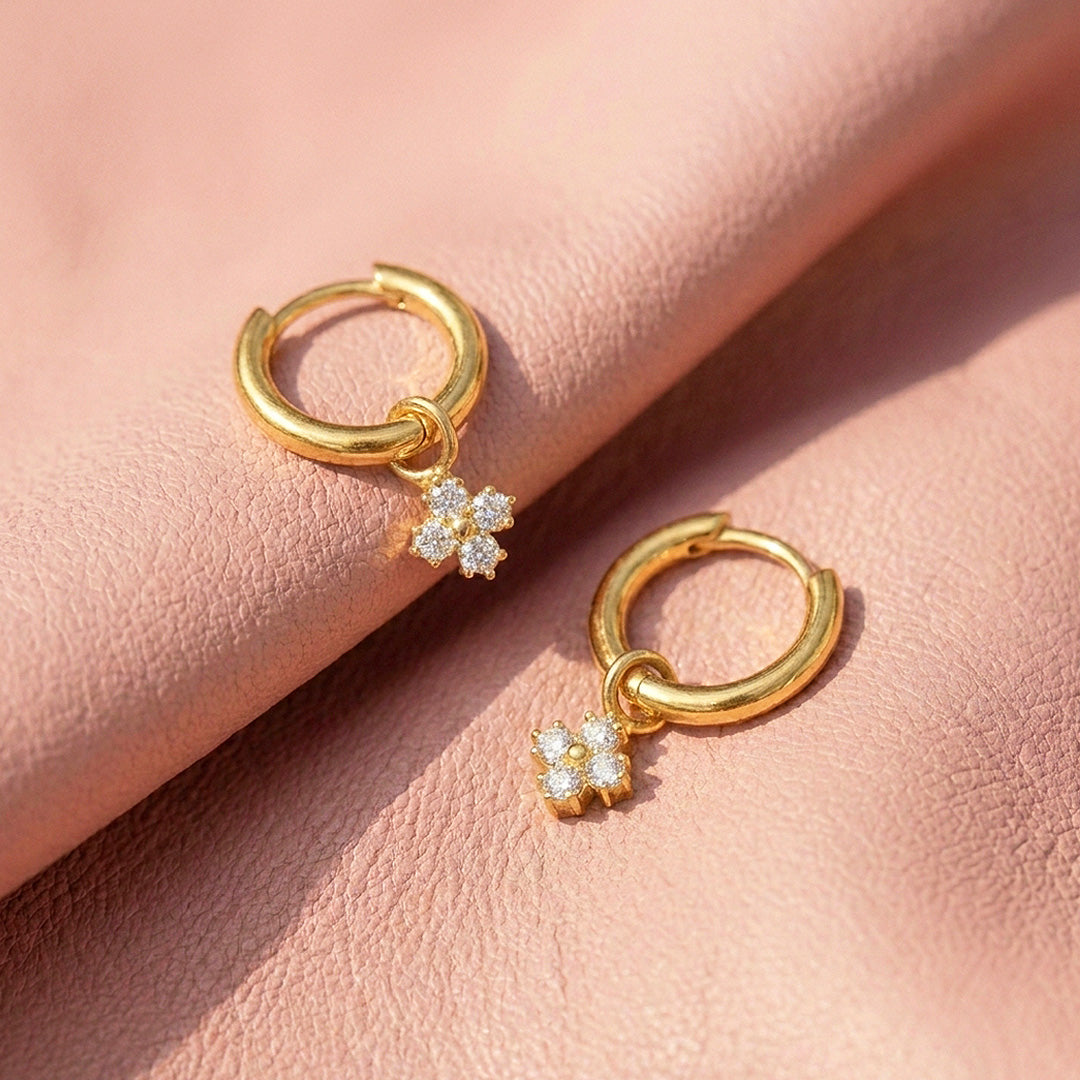 Hoop &amp; Flower Charm Drop Earrings | Luxe3749