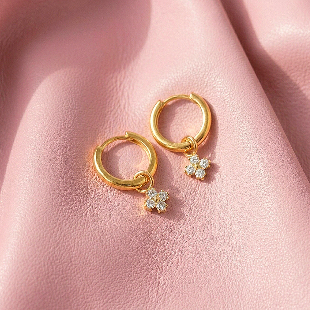 Hoop & Flower Charm Drop Earrings | Luxe3749