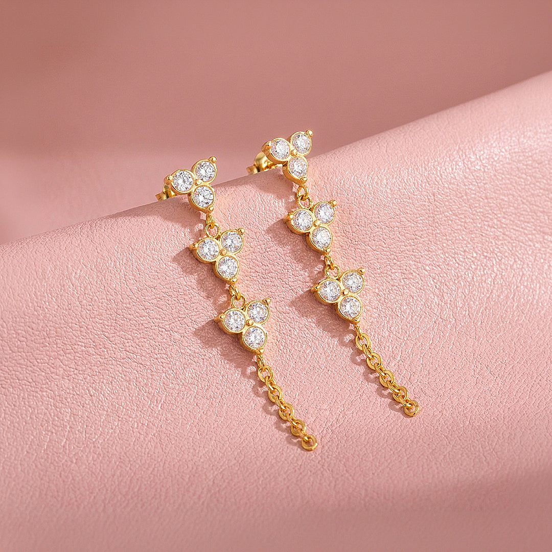 Multi-Cluster Chain Drop Earrings | Luxe3766
