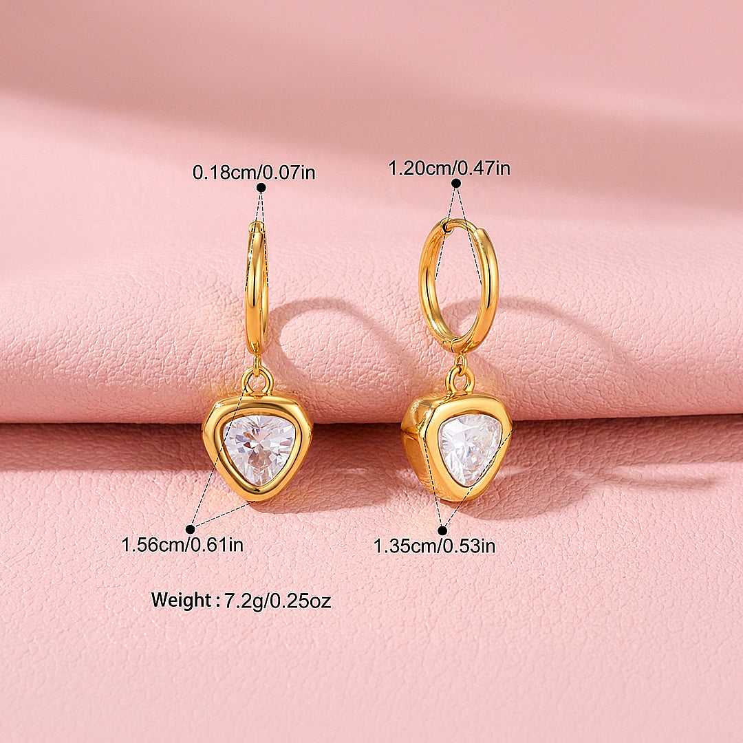 Trillion Cut Bezel Huggie Drop Earrings | Luxe3768