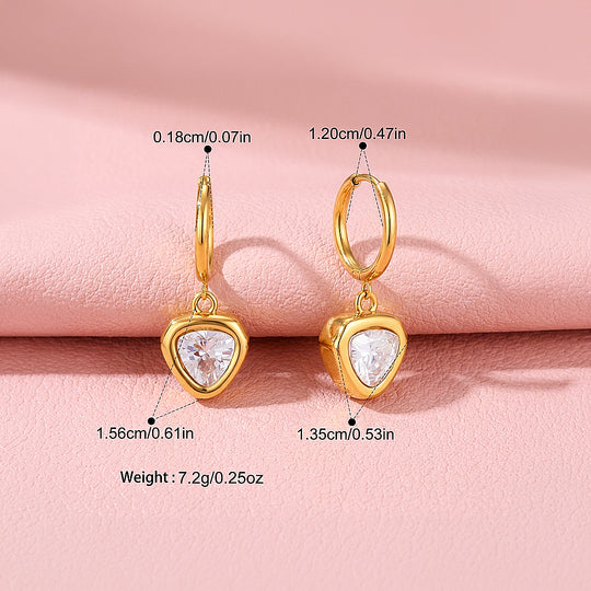 Trillion Cut Bezel Huggie Drop Earrings | Luxe3768