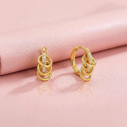 Triple Ring Pavé Huggie Hoop Earrings | Luxe3770