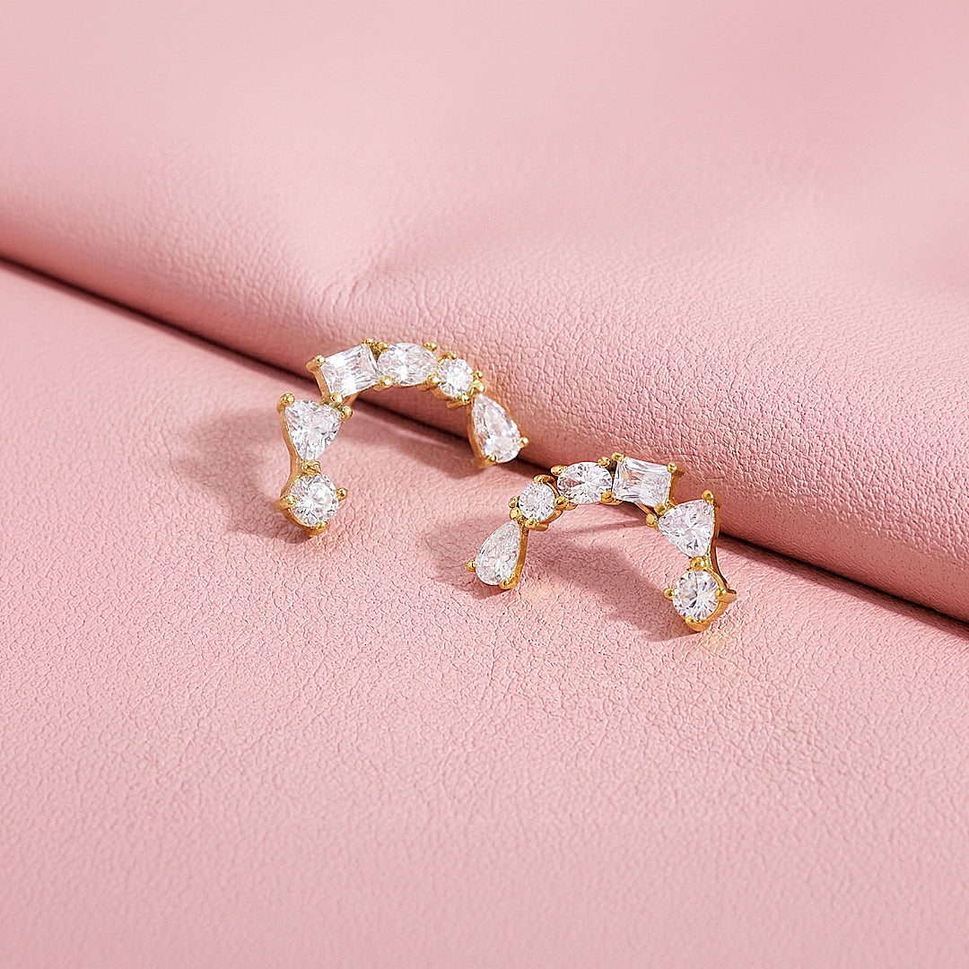 Multi-Shape Curved Ear Climber Earrings | Luxe3771