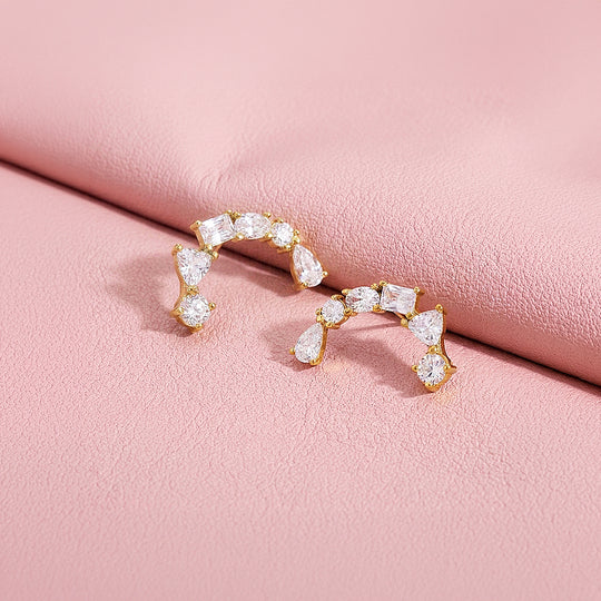 Multi-Shape Curved Ear Climber Earrings | Luxe3771