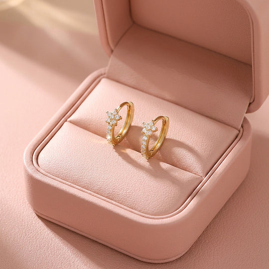 Floral Cluster Pavé Huggie Hoop Earrings | Luxe3773