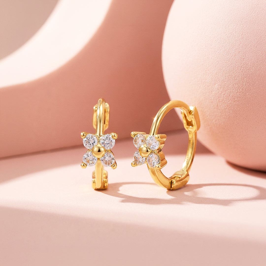 Floral Cluster Huggie Hoop Earrings | Luxe3774