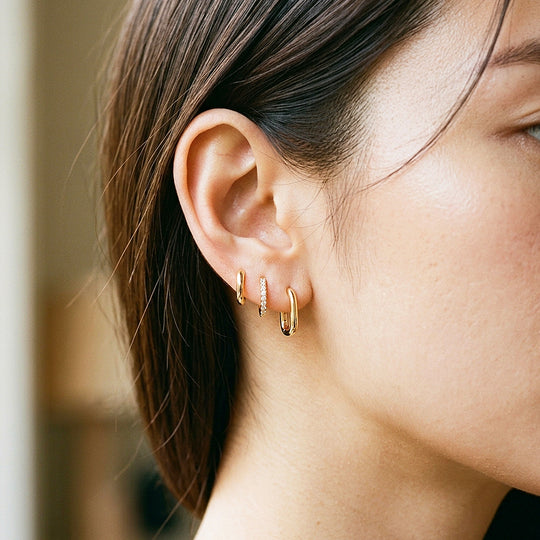 Classic Huggie, Pave Huggie and Oval Hoop Earrings Set (3 Pairs) | Luxe3778