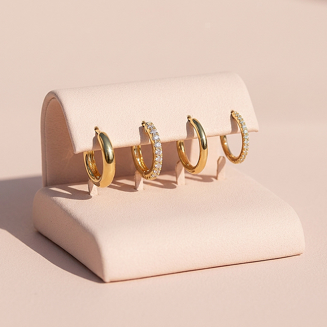Bold, Slim and Pave Hoop Earrings Set (4 Pairs) | Luxe3787
