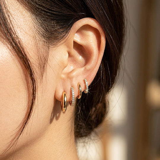 Bold, Slim and Pave Hoop Earrings Set (4 Pairs) | Luxe3787